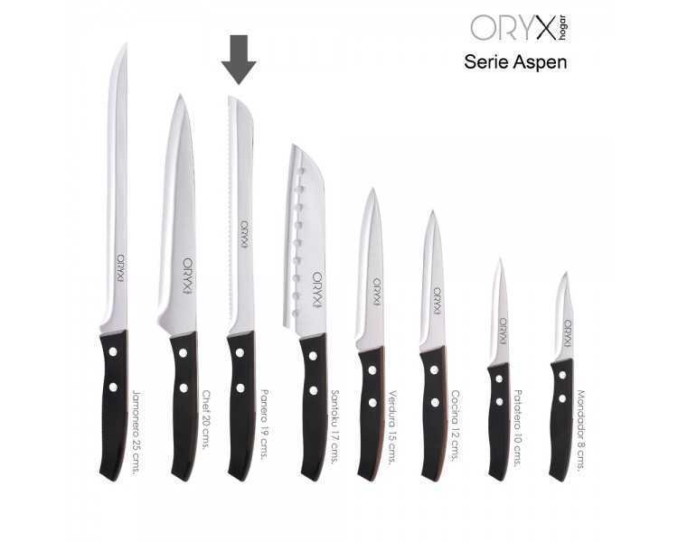 Cuchillo Aspen Panero Hoja Acero Inoxidable 19 cm. Negro