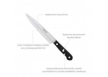Cuchillo Grenoble Cocina Hoja Acero Inoxidable 17 cm. Negro