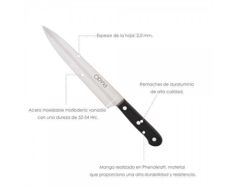 Cuchillo Grenoble Cocinero / Chef Hoja Acero Inoxidable 20 cm. Negro