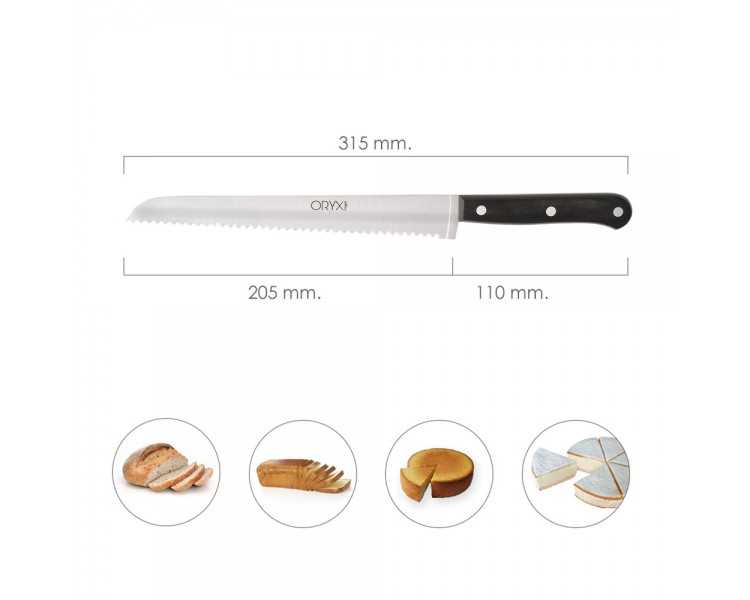 Cuchillo Grenoble Panero Hoja Acero Inoxidable 20 cm. Negro