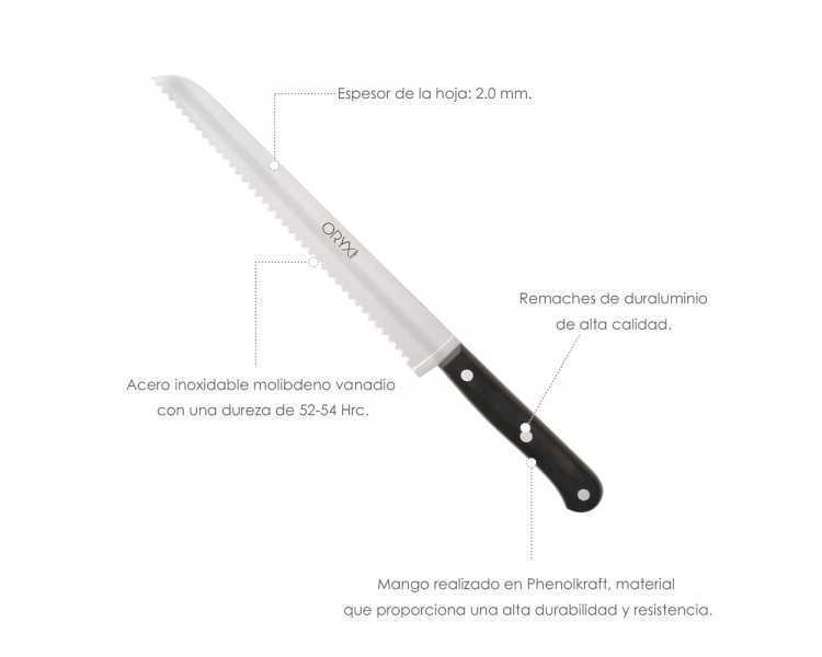 Cuchillo Grenoble Panero Hoja Acero Inoxidable 20 cm. Negro