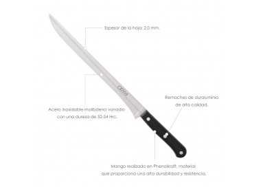 Cuchillo Grenoble Jamonero Hoja Acero Inoxidable 25 cm. Negro