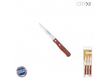 Cuchillo Montana Patatero Hoja Acero Inoxidable 9 cm. Mango madera (Blister 3 piezas)