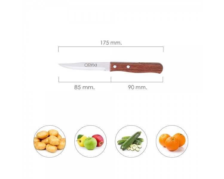 Cuchillo Montana Patatero Hoja Acero Inoxidable 9 cm. Mango madera (Blister 3 piezas)