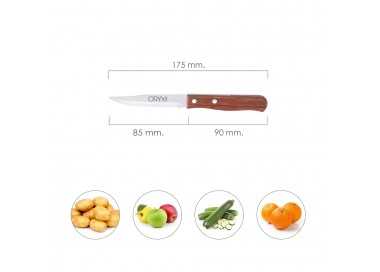 Cuchillo Montana Patatero Hoja Acero Inoxidable 9 cm. Mango madera (Blister 3 piezas)