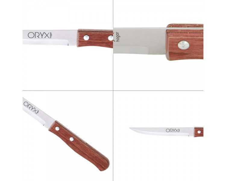 Cuchillo Montana Multiusos Hoja Lisa Acero Inoxidable 11 cm. Mango Madera (Blister 3 piezas)
