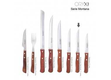 Cuchillo Montana Multiusos Hoja Lisa Acero Inoxidable 11 cm. Mango Madera (Blister 3 piezas)