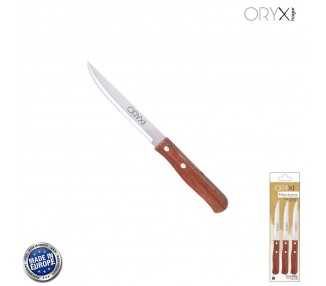 Cuchillo Montana Multiusos Hoja Sierra Acero Inoxidable 11 cm. Mango Madera (Blister 3 piezas)