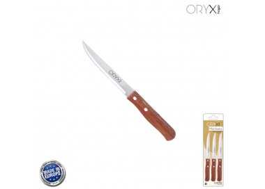 Cuchillo Montana Multiusos Hoja Sierra Acero Inoxidable 11 cm. Mango Madera (Blister 3 piezas)