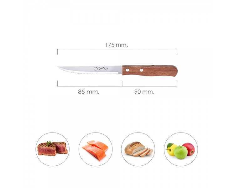 Cuchillo Montana Multiusos Hoja Sierra Acero Inoxidable 11 cm. Mango Madera (Blister 3 piezas)