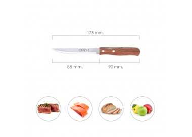 Cuchillo Montana Multiusos Hoja Sierra Acero Inoxidable 11 cm. Mango Madera (Blister 3 piezas)