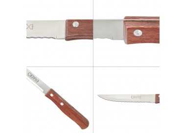 Cuchillo Montana Multiusos Hoja Sierra Acero Inoxidable 11 cm. Mango Madera (Blister 3 piezas)