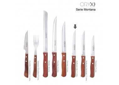 Cuchillo Montana Multiusos Hoja Sierra Acero Inoxidable 11 cm. Mango Madera (Blister 3 piezas)