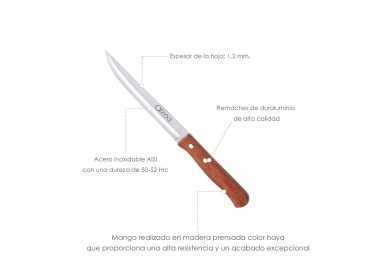 Cuchillo Montana Cocina Hoja Acero Inoxidable 13 cm. Mango Madera