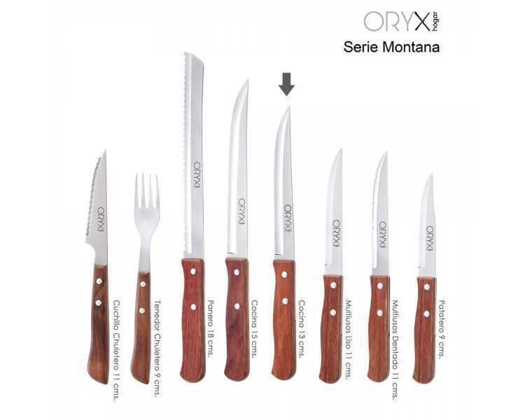 Cuchillo Montana Cocina Hoja Acero Inoxidable 13 cm. Mango Madera
