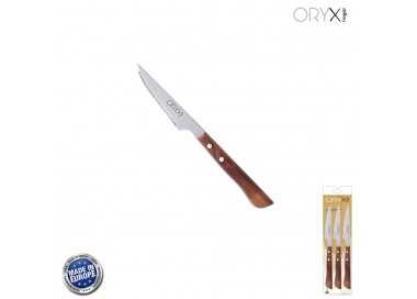 Cuchillo Montana Chuletero Hoja Acero Inoxidable 9 cm. Mango Madera (Blister 3 Piezas)