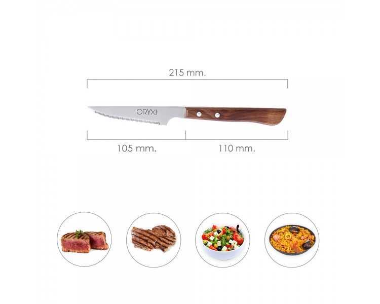 Cuchillo Montana Chuletero Hoja Acero Inoxidable 9 cm. Mango Madera (Blister 3 Piezas)