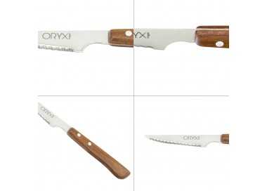 Cuchillo Montana Chuletero Hoja Acero Inoxidable 9 cm. Mango Madera (Blister 3 Piezas)