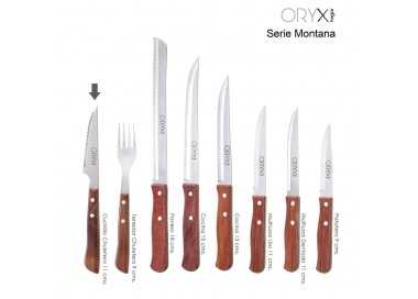 Cuchillo Montana Chuletero Hoja Acero Inoxidable 9 cm. Mango Madera (Blister 3 Piezas)
