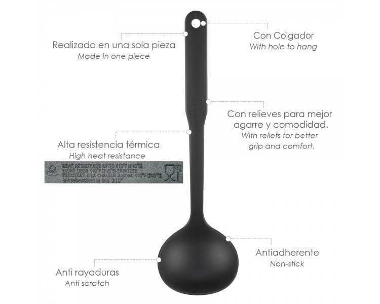Cucharon Servir Cocina Nylon Basic 32 x 9.5 cm.