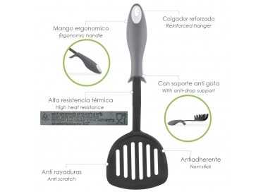 Espatula Rasera Cocina Nylon Con Mango Antigotas Engomado 34,5 x 11 cm.