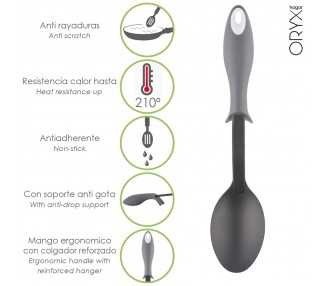 Cuchara Servir Cocina Nylon Con Mango Antigotas Engomado 32,5x6cm