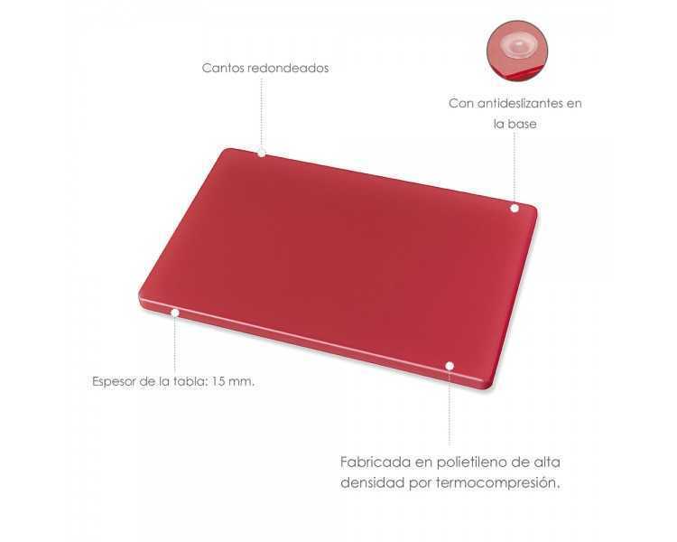 Tabla Cortar Polietileno 30x20x1,5 cm.  Color Rojo