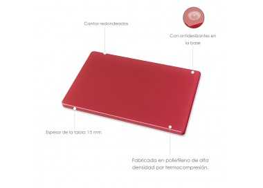 Tabla Cortar Polietileno 30x20x1,5 cm.  Color Rojo