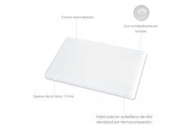 Tabla Cortar Polietileno 30x20x1,5 cm.  Color Blanco