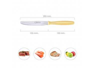 Cuchillo Mesa Etna Hoja Sierra Acero Inoxidable 10 cm. Amarillo (Blister 6 piezas)