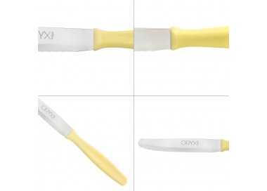 Cuchillo Mesa Etna Hoja Sierra Acero Inoxidable 10 cm. Amarillo (Blister 6 piezas)