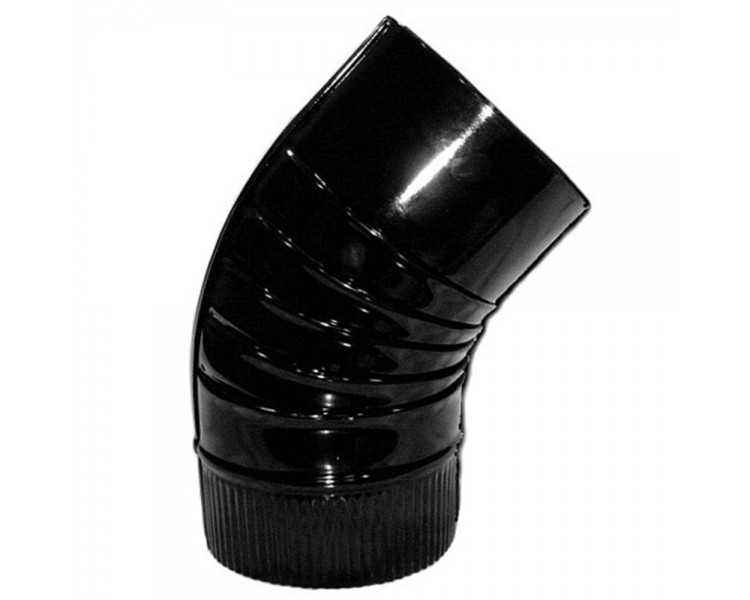 Codo Estufa Color Negro Vitrificado de  175 mm. 45°.