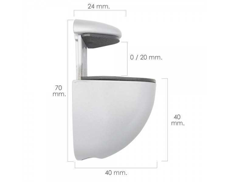 Soporte Pelicano Regulable Para Estante 1 / 20 mm. Cromo Mate (1 Pieza)