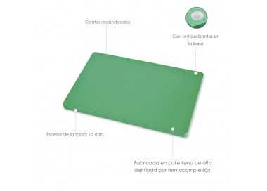 Tabla Cortar Polietileno 30x20x1,5 cm.  Color Verde