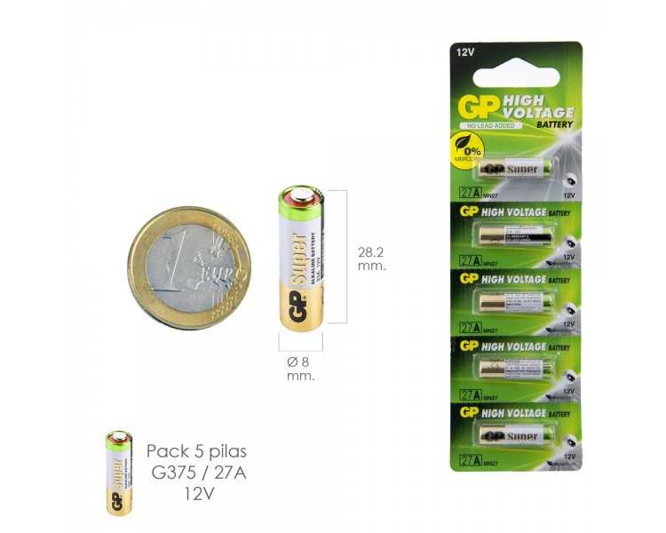 Pila Alcalina G375/ 27A 12 V. Sin Mercurio (Blister 5 Piezas)