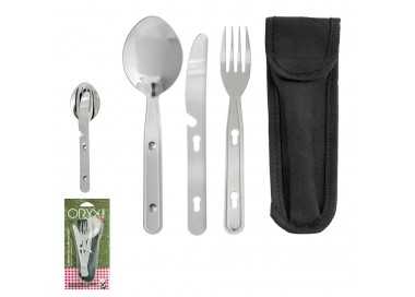 Cubiertos Camping Acero Inoxidable 3 Piezas Con Funda Nylon