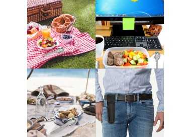 Cubiertos Camping Acero Inoxidable 3 Piezas Con Funda Nylon