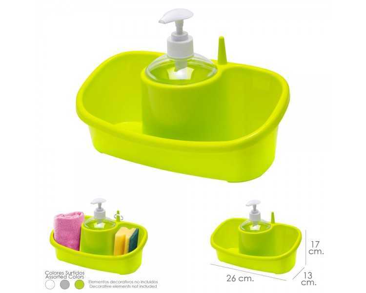Estropajero Doble Plastico Con Dosificador Colores Surtidos