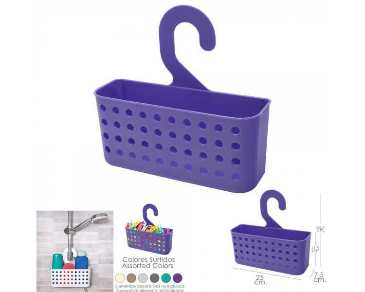 Cesta Plastico Multiusos (Pinzas / Duchas) Con Colgador Colores Surtidos
