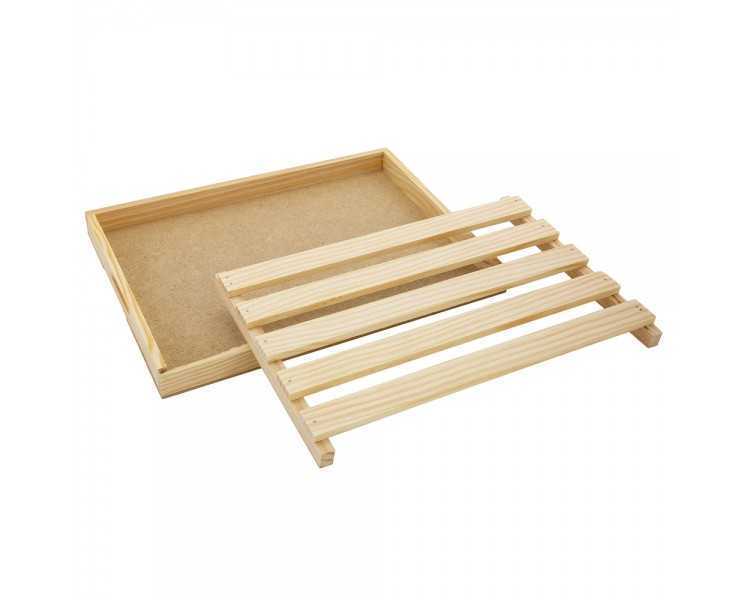 Tabla Corta Pan Madera Con Recoge Migas Oryx 32 x 22 cm.