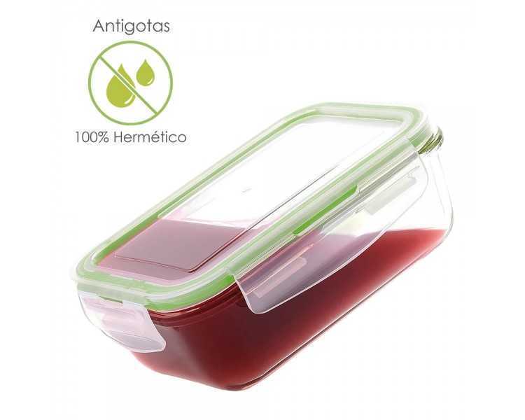 Recipiente Hermetico Cristal Rectangular 1850 ml. 23 x 16.5 x 8.5 (alt) cm.
