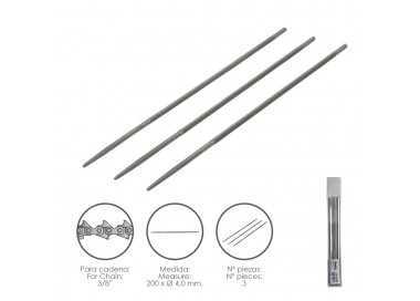 Limas Cadena Motosierra 200 x Ø 4.0 mm. 3/8" LP (Pack 3 Piezas)