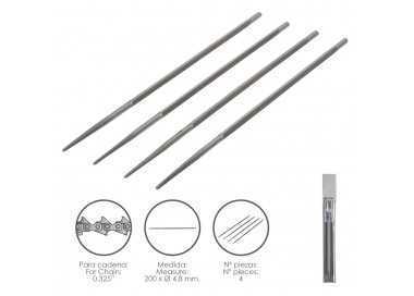 Limas Cadena Motosierra 200 x Ø 4.8 mm. 0.325" (Pack 4 Piezas)