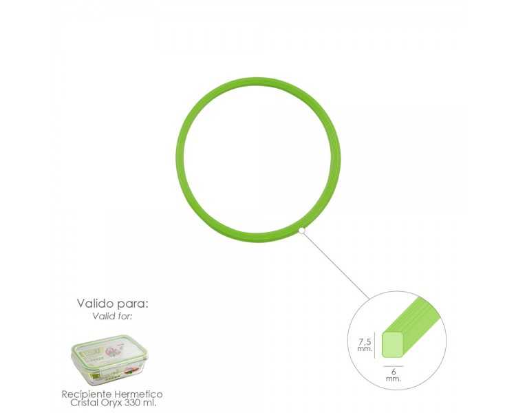 Anillo Silicona Para Recipiente Hermetico Cristal Rectangular 330 ml.