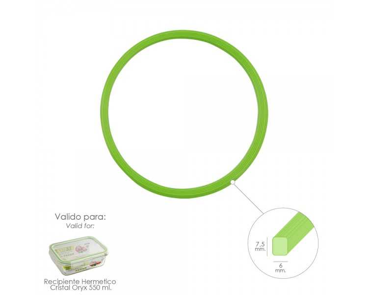 Anillo Silicona Para Recipiente Hermetico Cristal Rectangular 550 ml.
