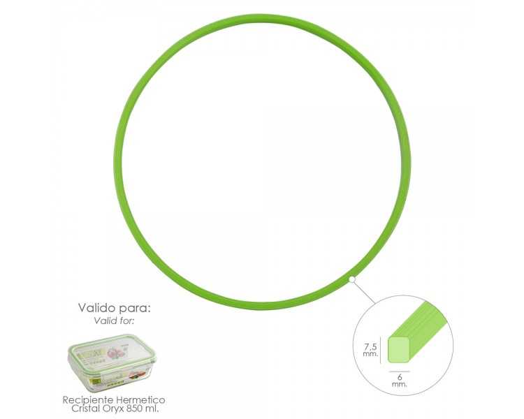 Anillo Silicona Para Recipiente Hermetico Cristal Rectangular 850 ml.