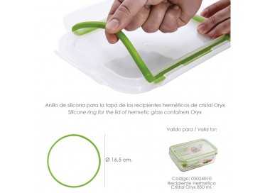 Anillo Silicona Para Recipiente Hermetico Cristal Rectangular 850 ml.
