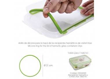 Anillo Silicona Para Recipiente Hermetico Cristal Rectangular 1850 ml.