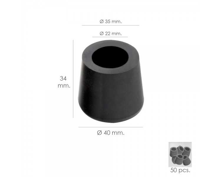Taco Goma Andador Negro Ø 22mm Con Arandela Interior Bolsa 50 Unidades