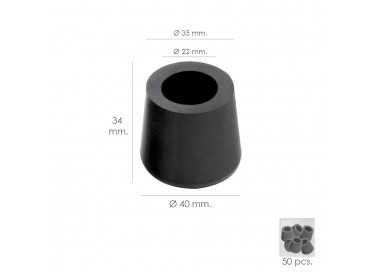 Taco Goma Andador Negro Ø 22mm Con Arandela Interior Bolsa 50 Unidades
